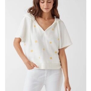 Splendid X Gray Malin Summer Embroidered Sun Short Sleeve Sweatshirt